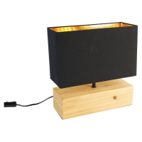 Venkovská stolní lampa dřevěná s černým stínidlem - Valesca