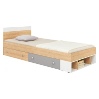 Studentská postel 120x200 eragon - dub/bílá/šedá