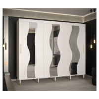 Šatní skříň Abi Calipso Sew Barva korpusu: Bílá, Rozměry: 250 cm, Dveře: Bílá + zrcadlo