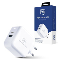 3mk Hyper Charger 68W síťová nabíječka, GaN, 1x USB-C (PD), 1x USB bílá