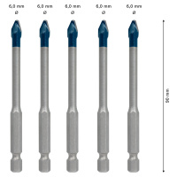 Sada vrtáků na dlažby Bosch EXPERT HEX-9 HardCeramic Dostupné varianty: 5dílná sada vrtáků na dl