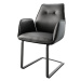 DELIFE Jídelní židle Zoa-Flex černá pravá kůže konzolová podnož plochá černá