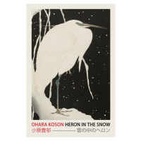 Obrazová reprodukce Heron in the Snow (Japanese Woodblock Japandi print) - Ohara Koson, (26.7 x 