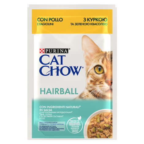 Cat Chow 26 x 85 g - Hairball kuřecí a zelené fazolky Purina