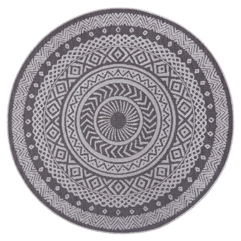 Šedý venkovní koberec Ragami Round, ø 160 cm