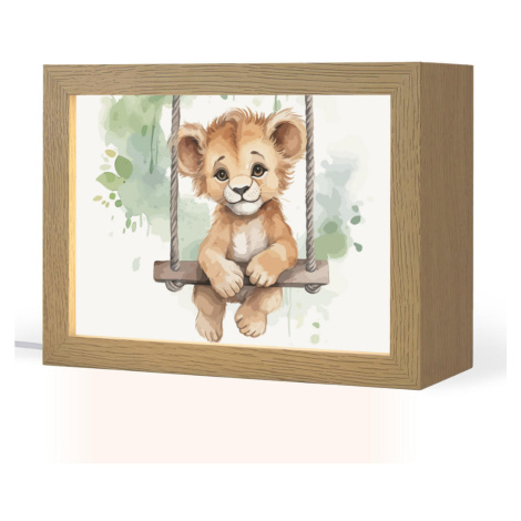 OnlyWow NOČNÍ LAMPIČKA Lev - Zvíře - Děti - Džungle 20x15 cm