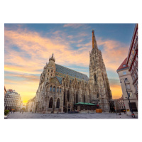 Fotografie St. Stephen's cathedral on Stephansplatz square, Vladislav Zolotov, 40 × 30 cm