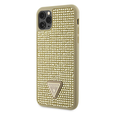 Pouzdro Guess Rhinestones Triangle Metal Logo kryt pro AppleiPhone 11 PRO MAX Gold