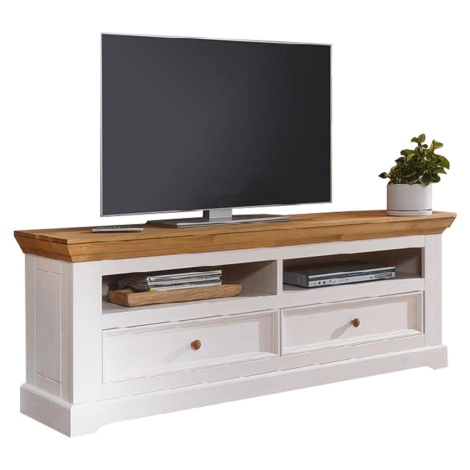TV stolek Marone Klasik, dekor bílá-dřevo, masiv, borovice