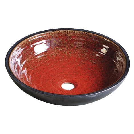 Sapho ATTILA keramické umyvadlo, průměr 43cm, tomatová červeň/petrolejová
