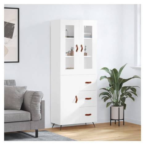 vidaXL Skříň highboard lesklá bílá 69,5 x 34 x 180 cm kompozitní dřevo