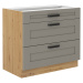 Spodní skříňka Luna 80 D 3S BB - Premium Box Barva korpusu: Dub artisan, Barva dvířek: Clay Grey