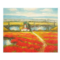 Obraz - Pole s červenými květy