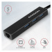 AXAGON HMA-GL3A, USB 3.2 Gen 1 hub, porty 3x USB-A + Gigabit Ethernet, kovový, kabel USB-A 20cm