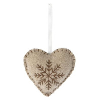 H&L Závěsná vánoční dekorace Srdce, 10 cm, světlehnědá