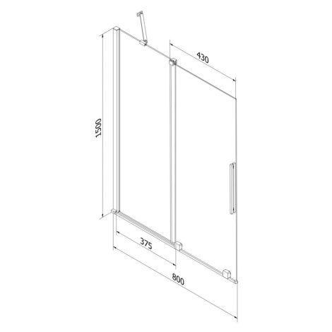 MEXEN/S Velar dvoukřídlá posuvná vanová zástěna 80 x 150 cm, dekor, zlatá 896-080-000-31-50