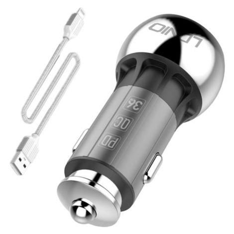 LDNIO C1 USB, USB-C nabíječka do auta + kabel Lightning