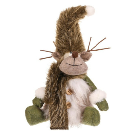 Vánoční dekorace Sob sedící, v. 28 cm, zelená/bílá Autronic