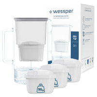 Skleněná filtrační konvice Wessper aquamax 3l 4x Filtr Wessper aquamax