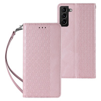 Magnet Case elegantní knížkové pouzdro s poutkem na Samsung Galaxy S22 ULTRA 5G Pink