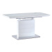 Jídelní stůl 140+40x80 cm, keramická deska bílý mramor, MDF, bílý matný lak
