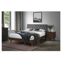 Dvoulůžková postel CASSIDY — samet, masiv, 160x200 cm