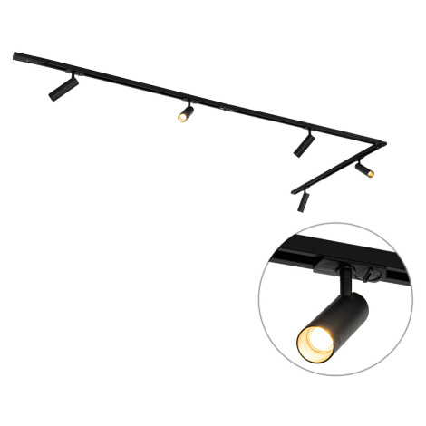 Moderní kolejnicový systém s 5 bodovými světly černý 1-fázový GU10 35mm - Iconic Jeana Luxe QAZQA