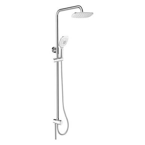 MEREO Sprchový set s tyčí, hadicí, ruční a talíř. hranatou sprchou, bílá CB95001SW2