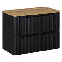 Comad Závěsná skříňka pod umyvadlo Nova Black I s deskou 80 cm černá/dub coast evoke