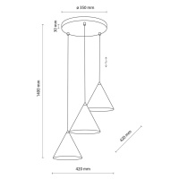 TK Lighting Závěsné svítidlo Cono, třísvítidlo, kulaté, Ø 42 cm, bílé