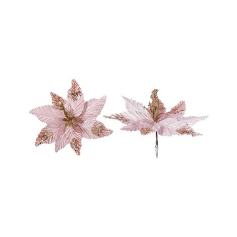 Květina s klipem champagne-růžová a flitry 30 cm LAALU