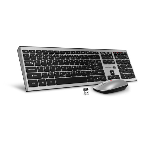 CONNECT IT Combo bezdrátová stříbrná klávesnice + myš, (+2x AAA +1x AA baterie zdarma), CZ + SK 