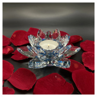 Křišťálové sklo - Svícen lotosový květ Basic, Modrá