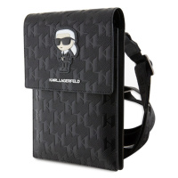 Pouzdro Karl Lagerfeld Saffiano Monogram Wallet Phone Bag Ikonik NFT Black