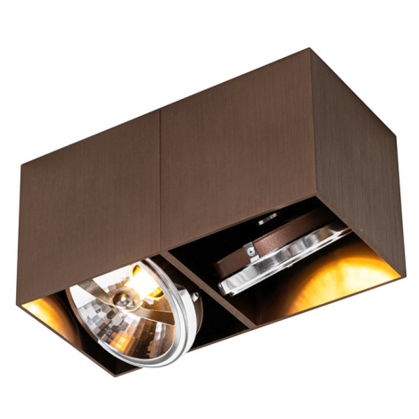 Designové bodové tmavě bronzové obdélníkové 2-světlé - Box QAZQA