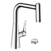 Dřezová baterie Hansgrohe Metris s vytahovací sprškou, 2 proudy chrom 73826000