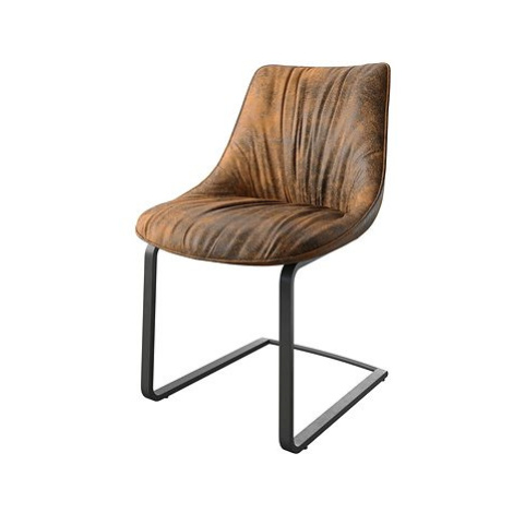 DELIFE Jídelní židle Elda-Flex hnědá vintage konzolová podnož plochá černá