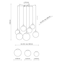 TK Lighting Závěsné svítidlo Esme, opálové sklo, sedm světel, decentralizované