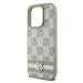 Zadní kryt DKNY PU Leather Checkered Pattern and Stripe pro Apple iPhone 15 Pro Max, béžová