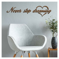 Motivační nápis na stěnu - Never stop dreaming