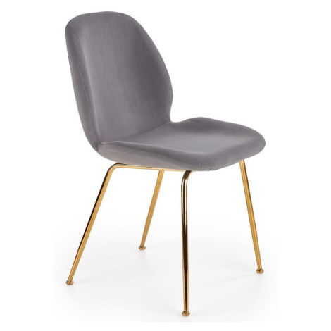 Židle K381 látka velvet/chrom popelavě šedá/zlatá BAUMAX