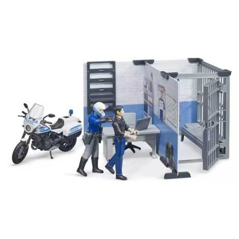 BRUDER 62732 Stanice policejní herní set s motocyklem a 2 figurkami Brüder Mannesmann