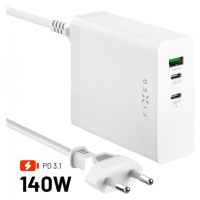 FIXED Charging Station GaN nabíjecí stanice (2x USB-C) s Power Delivery 3.1, 140W, bílá