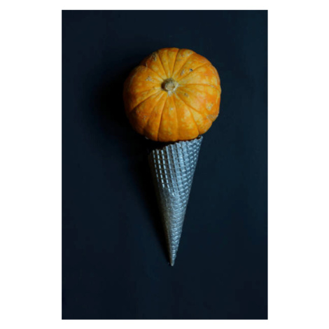 Plakát, Obraz - Cream cone with pumpkin. Halloween concept, Elena Peremet, 26.7 × 40 cm