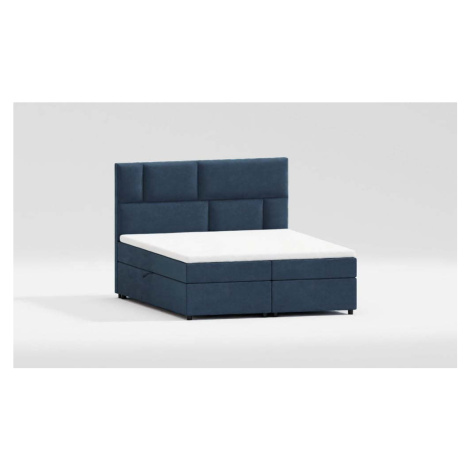 Tmavě modrá boxspring postel s úložným prostorem 180x200 cm Lola – Ropez