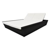 Zahradní postel s poduškou polyratan černá