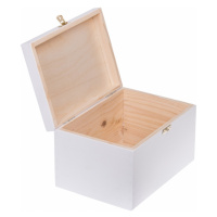 FK Dřevěná krabička se sponou - 22x16x14 cm, Bílá