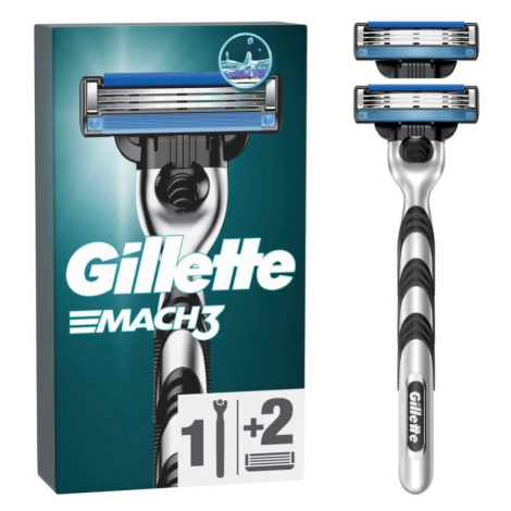 Gillette Mach3 Rukojeť holicího strojku 1 ks + náhradní hlavice 2 ks