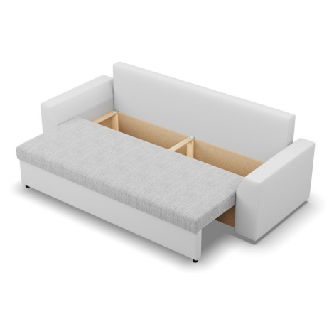 Rozkládací pohovka PAUL látka v kombinaci s eko-kůží Šedá/bílá