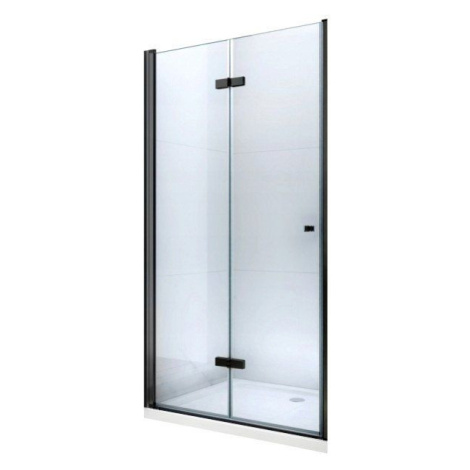 MEXEN LIMA skládací dveře 100x190 cm 6mm, černé, transparent se stěnovým profilem 856-100-000-70
